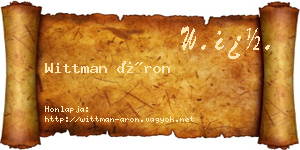 Wittman Áron névjegykártya